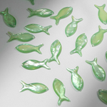 Бусина в форме рыбки из зеленого акрила с перламутром, 25*10мм