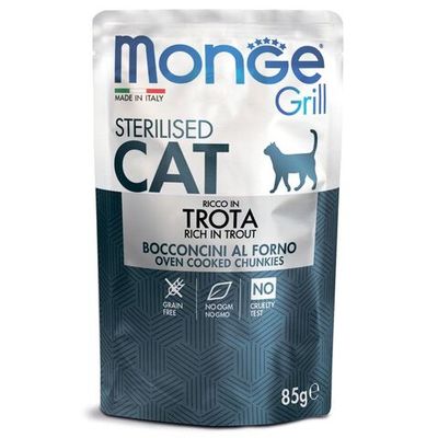 Влажный корм Monge Cat Grill для стерилизованных кошек с форелью, пауч 85 г