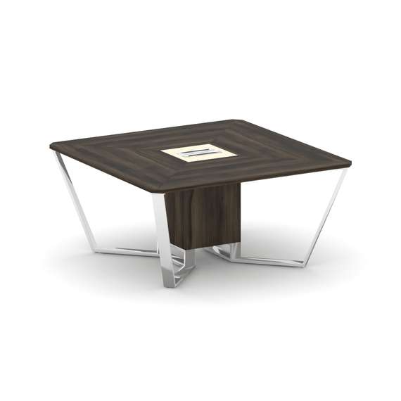 Steel Meet Стол переговорный квадратный MM-PR.B.SP-08 Дуб Мали/Ваниль Глянец/Нержавеющая Сталь/Хром