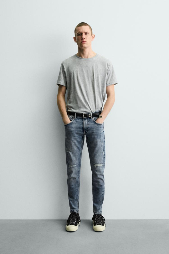 ZARA ДЖИНСЫ SKINNY FIT, ВЫЦВЕТШИЙ СИНИЙ
