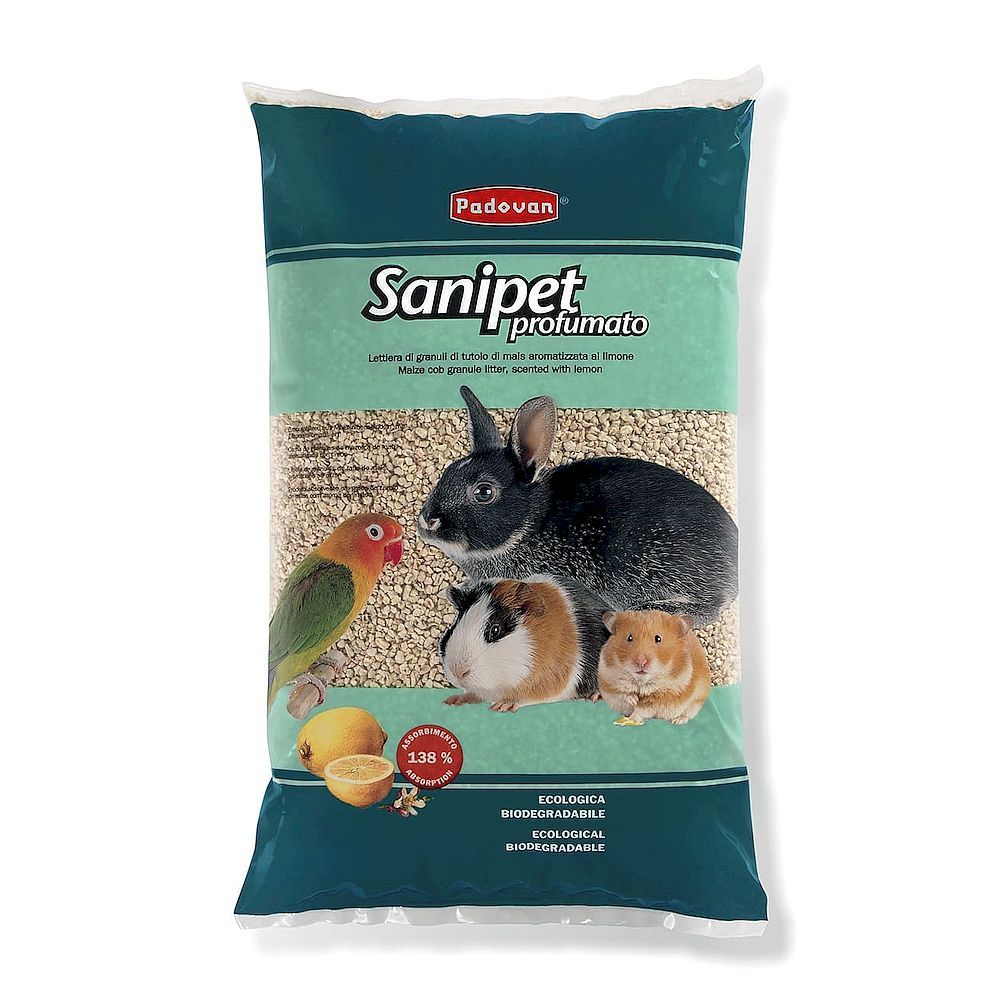 Наполнитель кукурузный Padovan SANIPET profumato, гранулы для грызунов 4л Наполнитель кукурузный Padovan SANIPET profumato, гранулы для грызунов 4л
