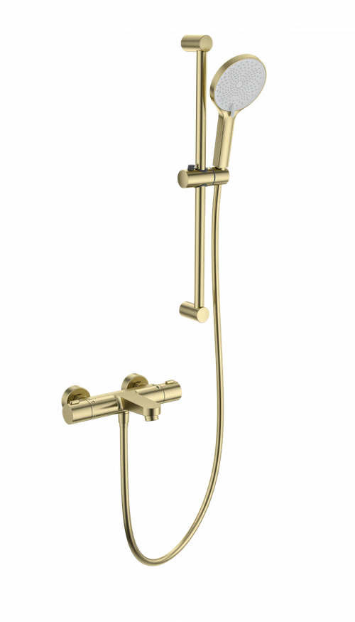 Смеситель для ванны с душевым гарнитуром и термостатом WONZON & WOGHAND, Брашированное золото (WW-C2018-A-BG)