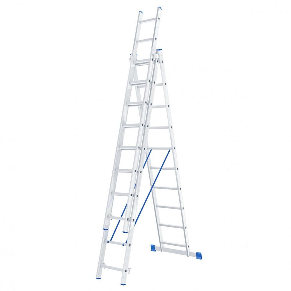 Лестница-стремянка, 3 х 10 ступеней, до 5,87 м, алюминиевая, Сибртех, 97820