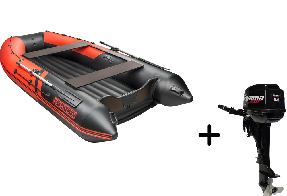 YACHTMAN-340 НДНД красный-черный + Toyama T 9.8 BMS (комплект лодка + мотор)
