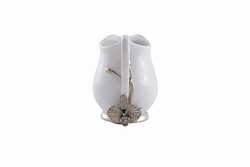 Сахарница и молочник на подносе "Орхидея" с ложкой