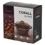 Кастрюля алюм, антиприг, 2 л, с крыш, крыш стекло, кругл, Гурман, Coral, ГМк203КР, индукц