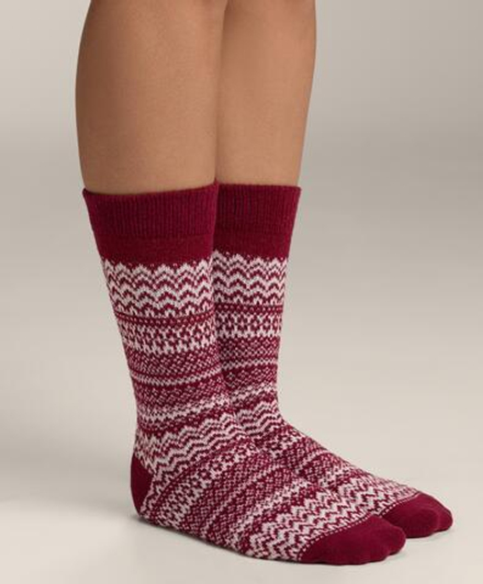 Oysho 2 пары классических носков с жаккардовым узором, красный