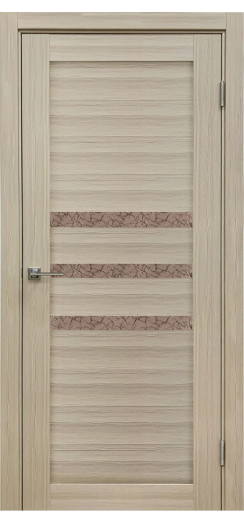 Межкомнатная дверь X-6 / Цвет тон Кремовая лиственница / Остекление "Гранит бронза" / Двери Верда