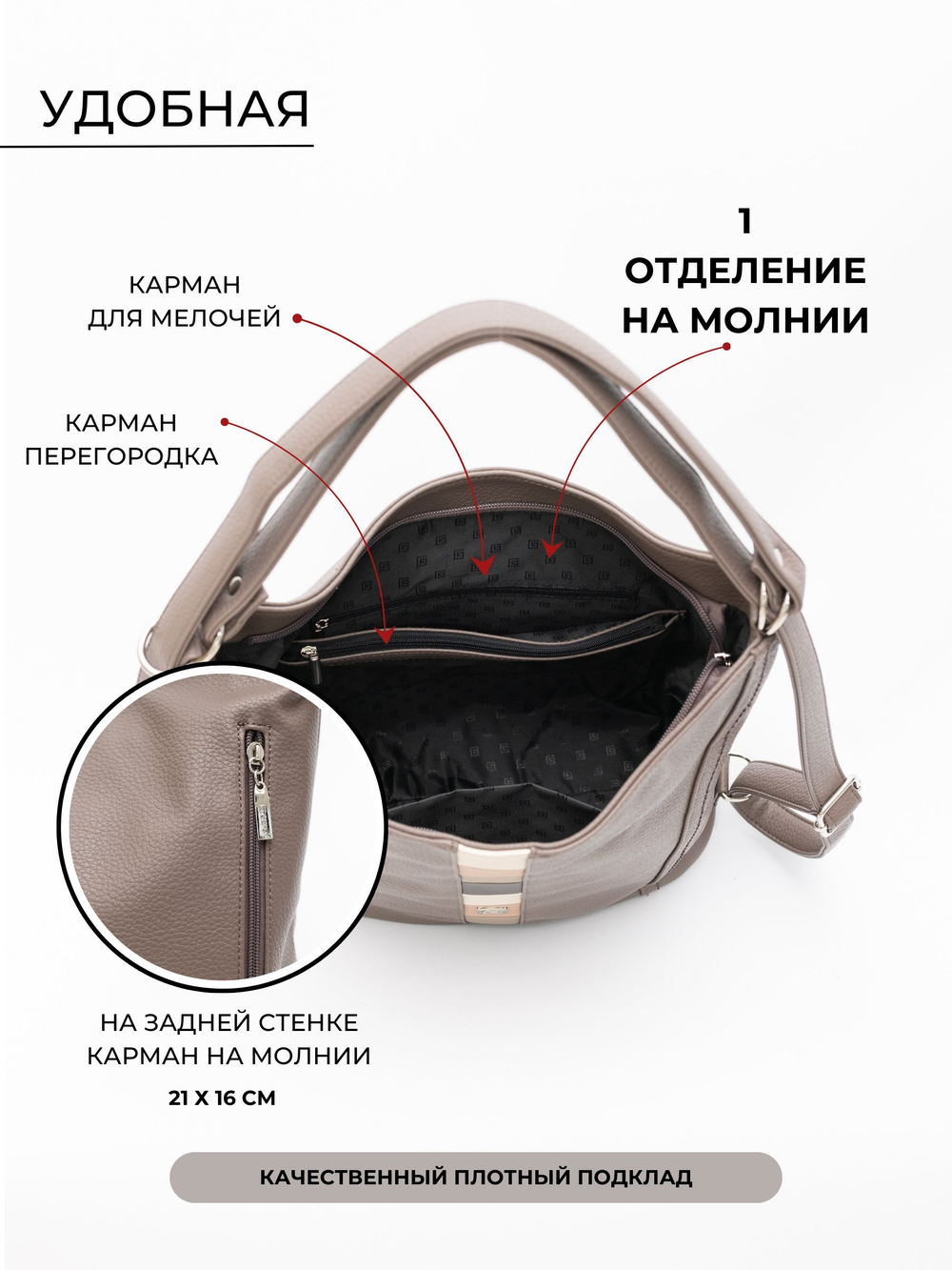 GERA Сумка-рюкзак женская через плечо, трансформер