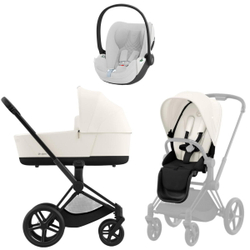 Коляска 3 в 1 Cybex Priam IV Matt Black complete и автокресло Cloud T i-Size Platinum White Plus Off White