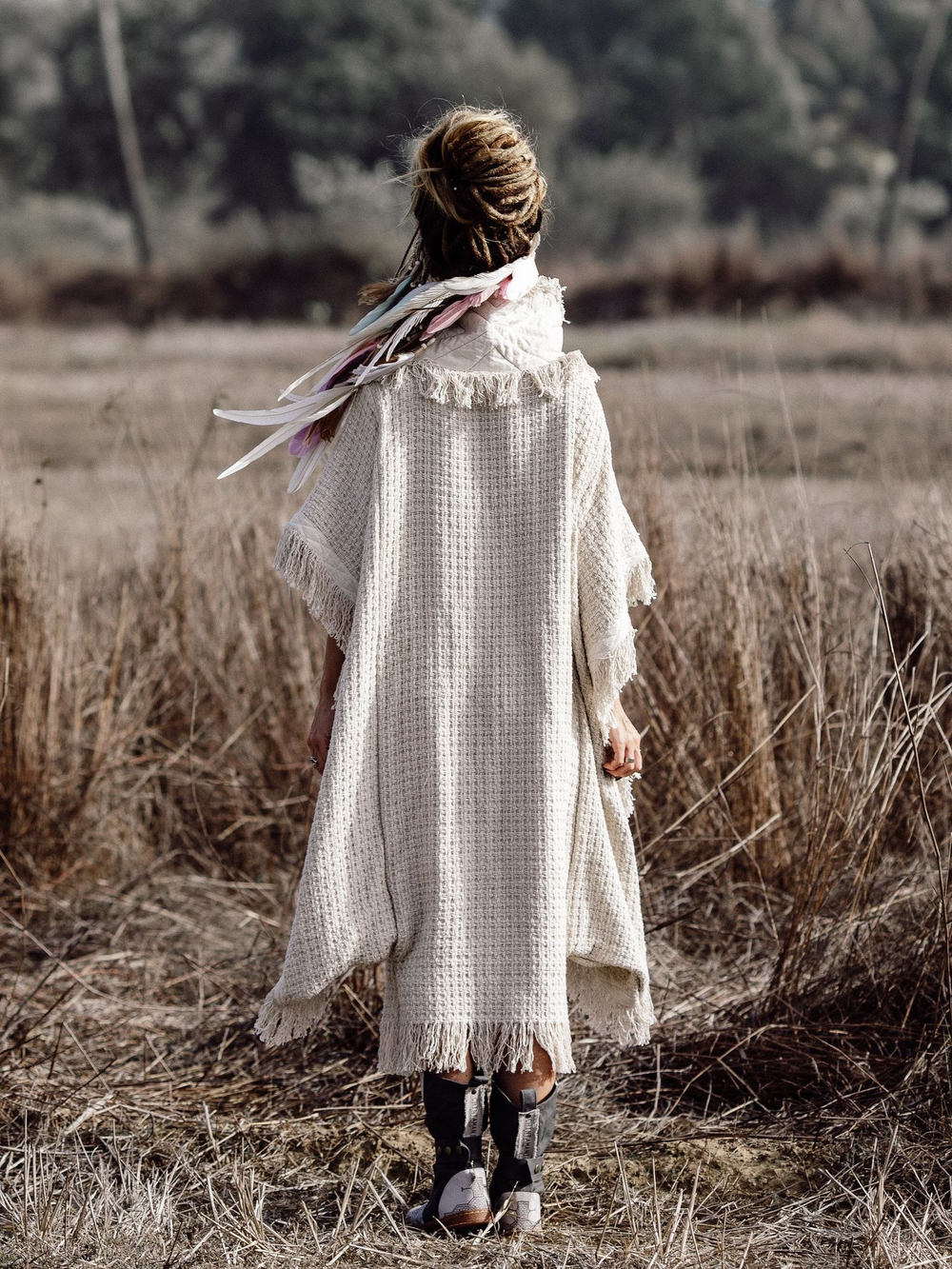 Burning Man пальто-пончо (серо-бежевое)