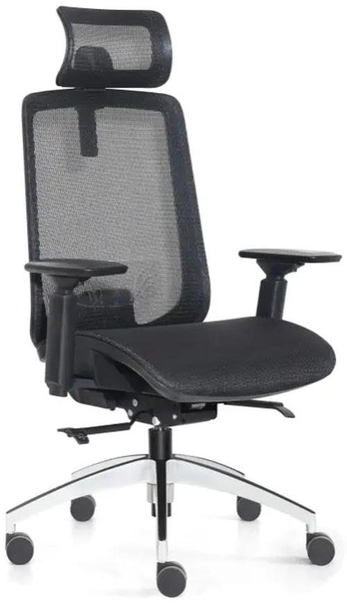 Кресло руководителя Бюрократ MC-1015-H черный сетка с подголов. крестов. алюминий