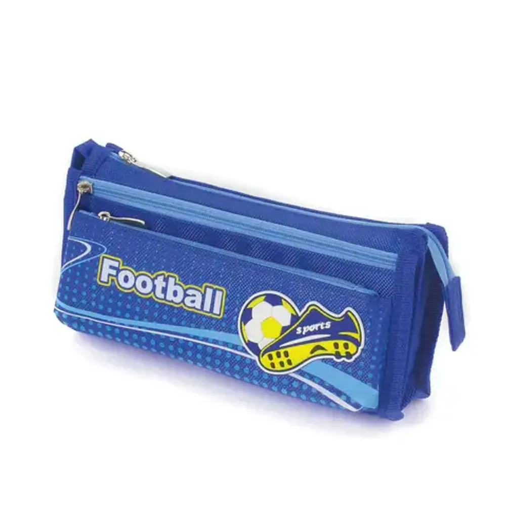 Пенал мягкий 3 отделения 200х70х90 Юнландия Футбол, синий, ткань
