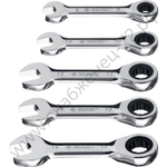 ЗУБР 5 шт, 8 - 14 мм, набор укороченных трещоточных гаечных ключей, Профессионал (27103-H5)