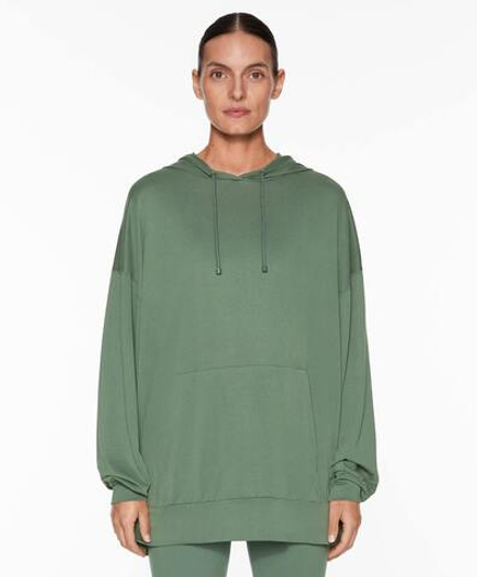 Oysho Толстовка оверсайз с капюшоном из смесового модала, зеленый