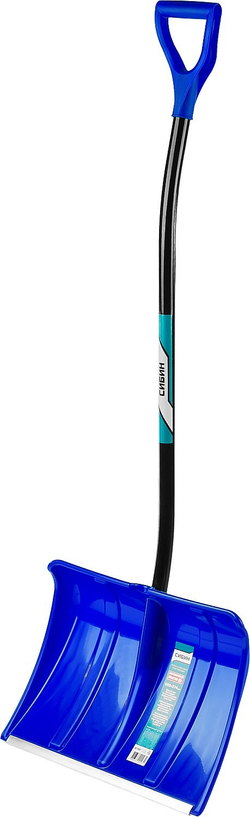 СИБИН ЛПА-500, ширина 500 мм, пластиковая, с алюминиевой планкой, эргономичный алюминиевый черенок, V-ручка, снеговая лопата (421847)