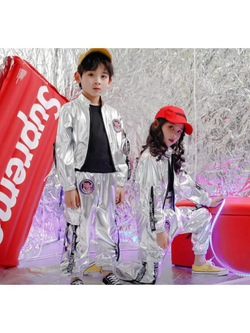 Костюм Хип хоп серебристый блестящий y2k металлик