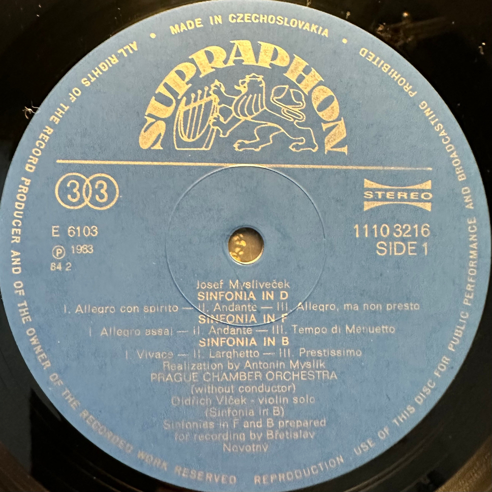 Йозеф Мысливечек - Пражский камерный оркестр - Симфонии (Чехословакия 1983г.)