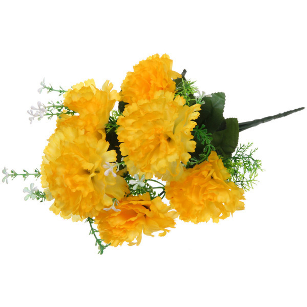 Букет цветов 35см «Гвоздика» желтый 7 цветков