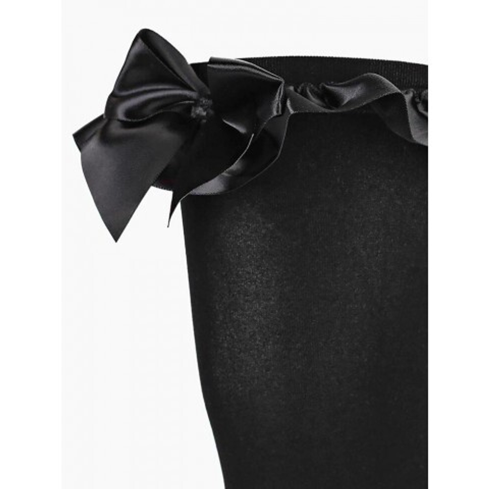 Чулки плотные с атласными бантами Sense, S/M, черные