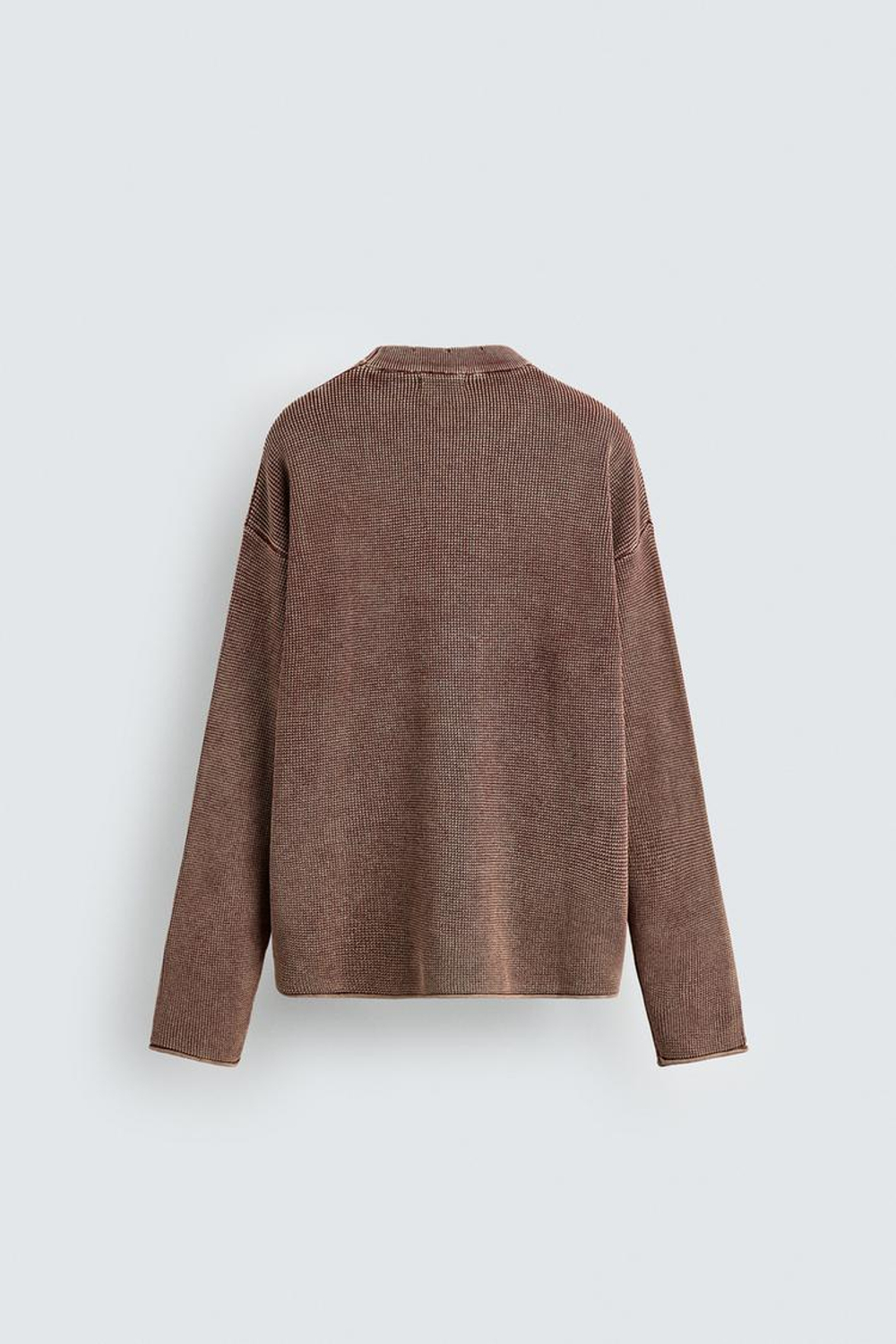 ZARA СВИТЕР ВАФЕЛЬНОГО ПЛЕТЕНИЯ С ЭФФЕКТОМ ПОТЕРТОСТИ, ЛИНЯЛЫЙ КРАСНЫЙ