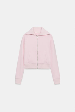 ZARA ТОЛСТОВКА ИЗ ФЛИСА НА МОЛНИИ, ПАСТЕЛЬНО-РОЗОВЫЙ