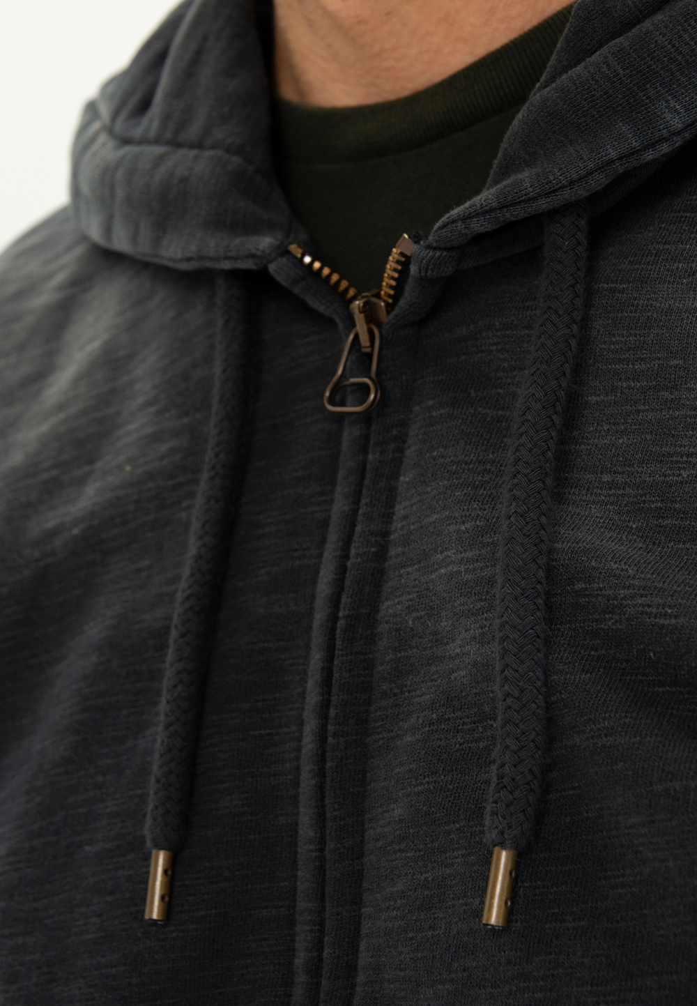 Худи Bowery NYC на молнии однотонное Used Vintage Black