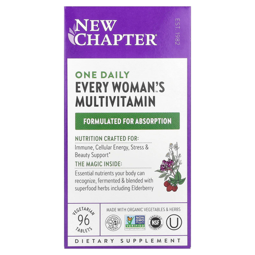 New Chapter, One Daily Every Woman's, мультивитамины, 96 вегетарианских таблеток