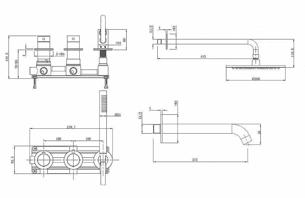 Душевая система Abber Wasser Kreis 316 AF8150BST сталь брашированная