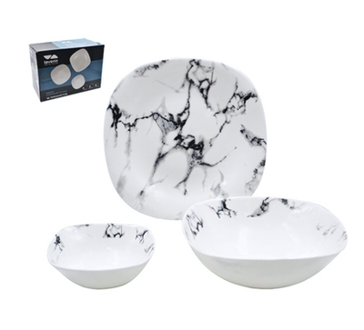 Сервиз столовый 18 предметов 18PC LFP MARBLE, квадрат ( в комплекте салатник 21,5 см, тарелка 19 см, миска 12,5 см,) 19065-2