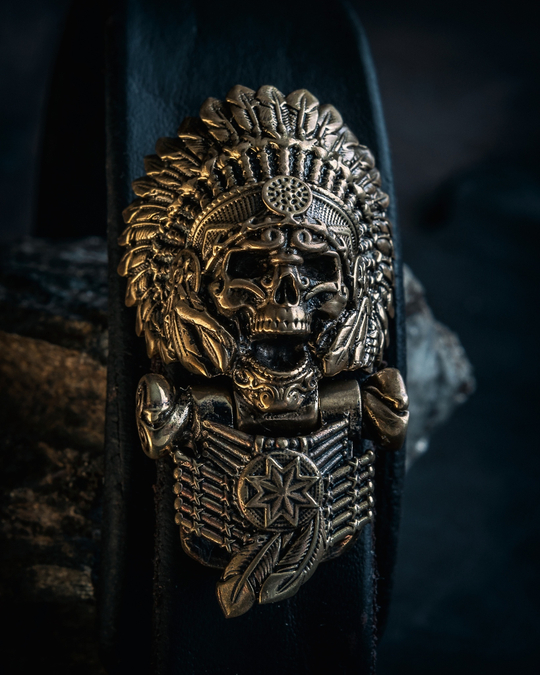 Замок для браслета из паракорда или кожи "Вождь индейцев " латунь