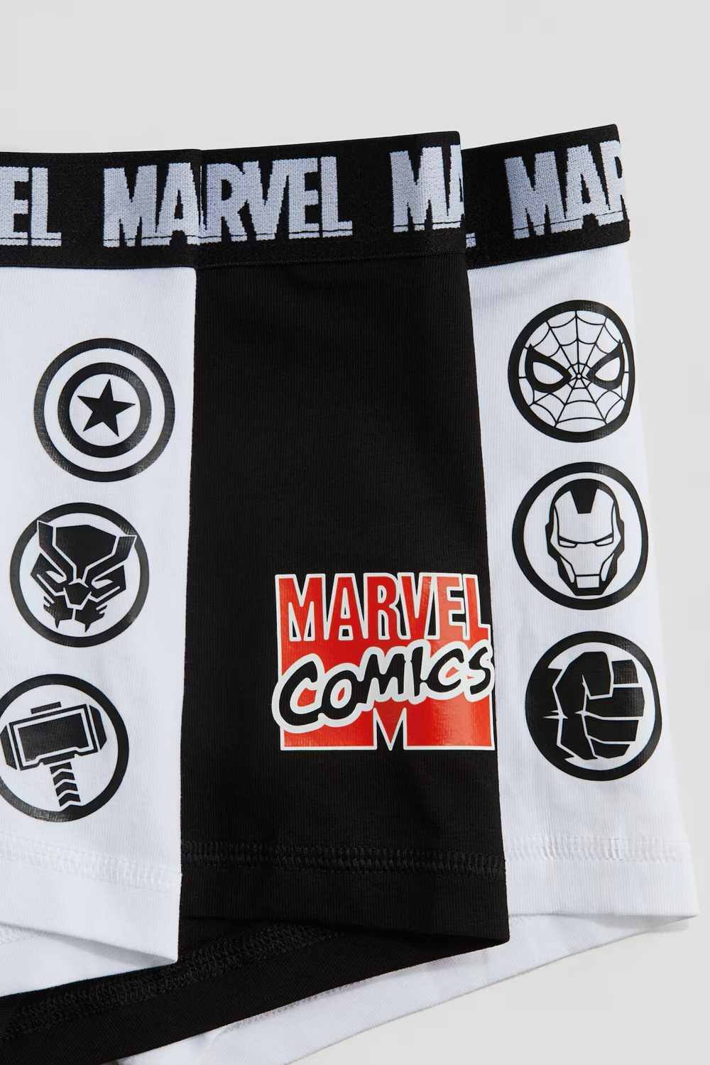 H&M Набор из пяти трусов-боксеров с принтом, белый/серый