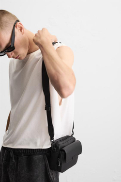 ZARA СУМКА ИЗ РЕЛЬЕФНОГО МАТЕРИАЛА, ЧЕРНЫЙ