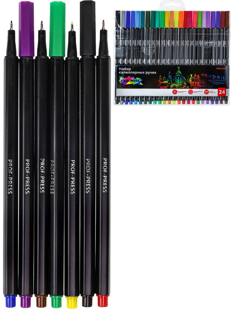 Ручка капиллярная линер набор 24 цвета(ов) ПРОФ-ПРЕСС Мадрид 0,4 мм (НР-4745)