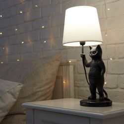 UML-B465 E14 SILVER Светильник настольный декоративный Кот. под лампу Е14. 40W. Механический выключатель. Серебристый. ТМ Uniel