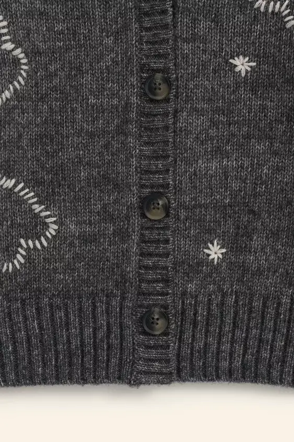 ZARA ШЕРСТЯНОЙ ВЯЗАНЫЙ КАРДИГАН С ЦВЕТОЧНОЙ ВЫШИВКОЙ - LIMITED EDITION, СЕРЫЙ