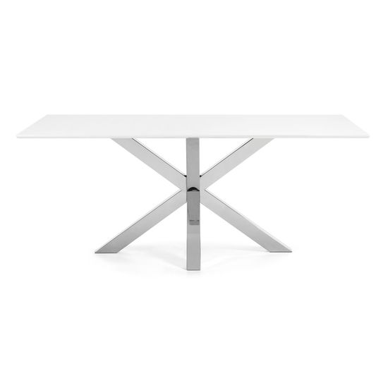 Лакированный стол Arya белый на хромированных ножках 200x100