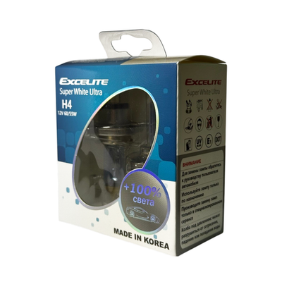 Лампа H4 60/55W 12V SWU P43t Excelite комплект супер белый