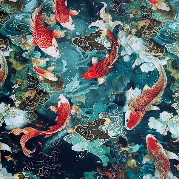 КАРПЫ КОИ, 100% хлопок, ширина 110 см 1