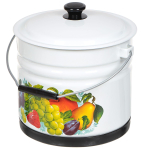 Ведро сталь, эмаль, 10 л, с крыш, бел,сл кость, хозяйственное, с поддоном, Керчь, с декором, 41304-2