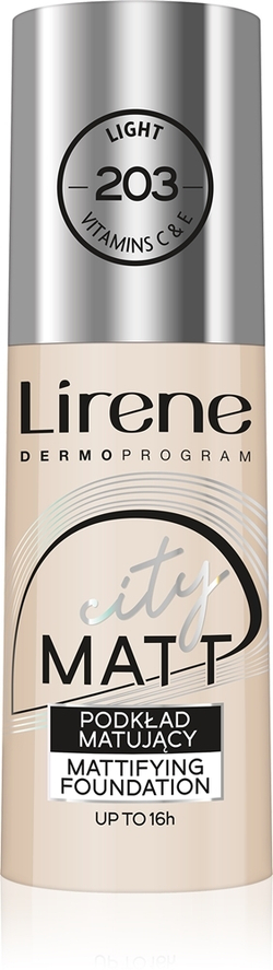 Lirene City Matt - Матирующая жидкая тональная основа с разглаживающим эффектом, 30 ml