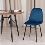 Стул BREEZE (mod. 4724) Велюр/металл , 44 х 53 х 87 см, Blue (синий) HLR63 / черный