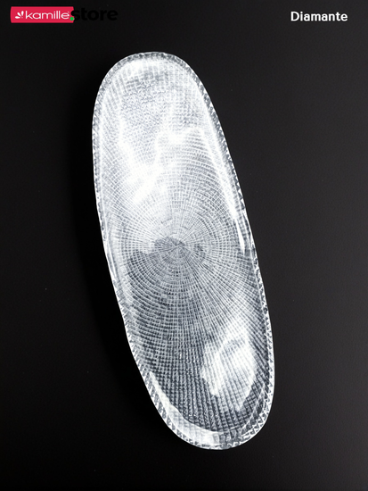 Блюдо овальное 38 см. из стекла, Diamante