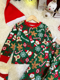 Санта - новогодняя пижама для мальчиков и девочек 2 600 тг./шт. (оптом - цена за 5 размеров)