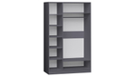 Распашной трехсекционный шкаф Лорена Пакс-3 Серый Графит 162 PE 120*40*200 см, Серый   Фиеста