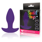 Фиолетовая коническая анальная вибровтулка с ограничителем - 8,5 см. (Цвет: фиолетовый)