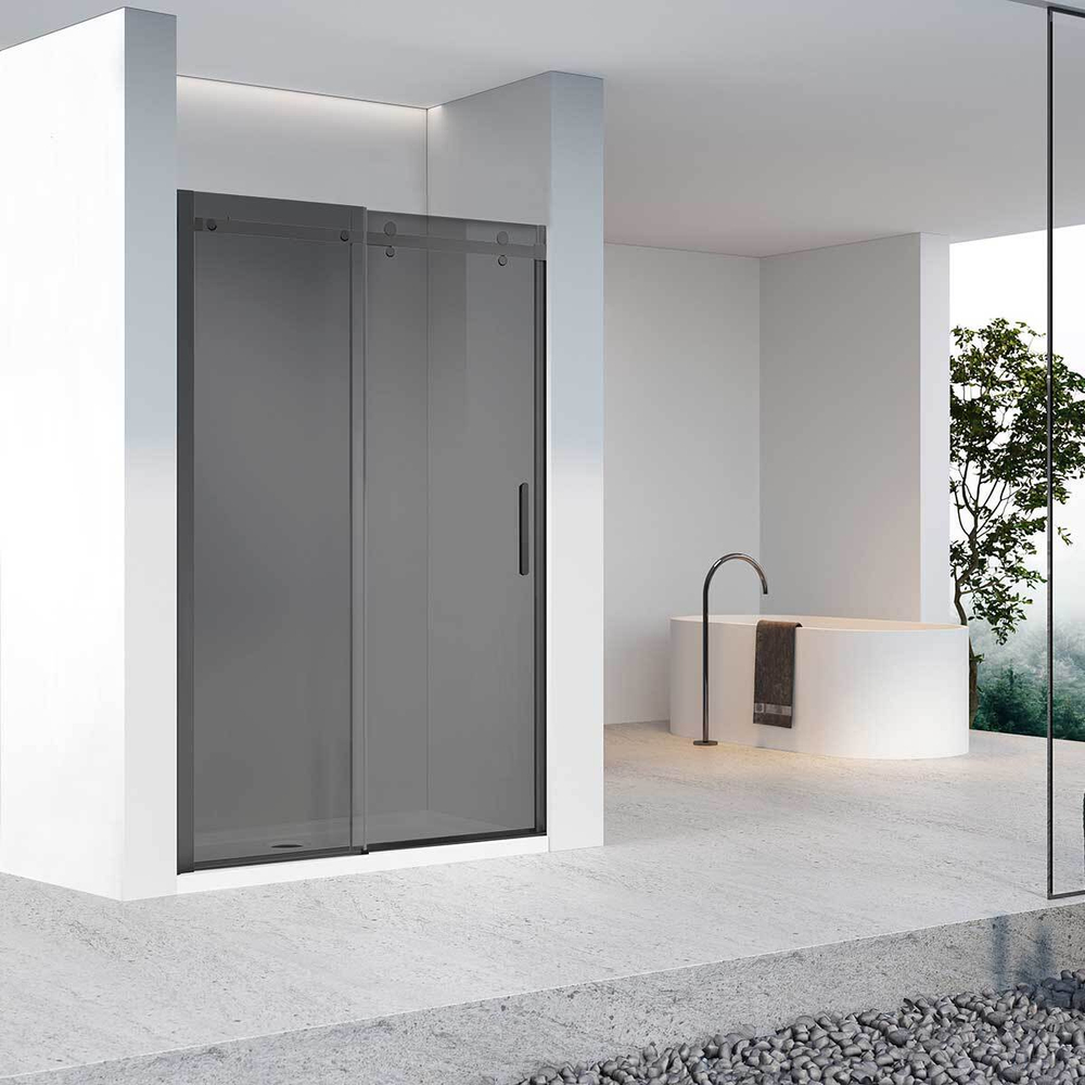 Душевая дверь Como-N VDS-4CN140CGB, 1400, черный, стекло тонированное