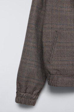 ZARA КУРТКА-БОМБЕР В КЛЕТКУ, РЫЖЕВАТО-КОРИЧНЕВЫЙ