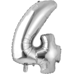 Шар фольгированный Цифра 4 66 см (Серебряный)
