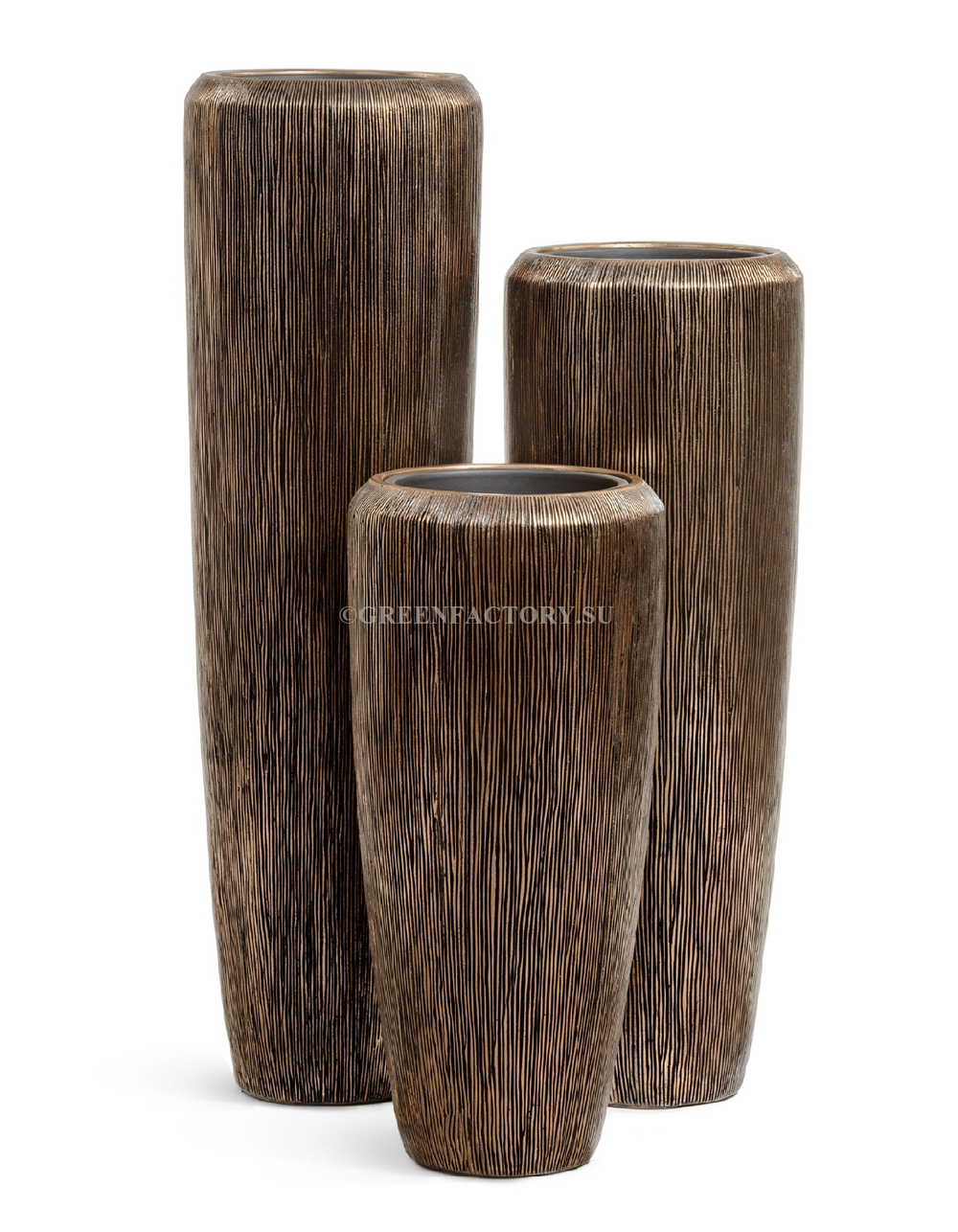 Кашпо TREEZ Effectory - серия Wow - Высокий конус Design - Тёмное матовое золото